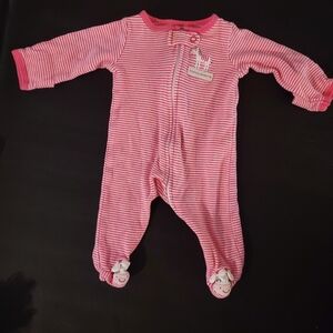 Carter's Pink Striped Footed One Piece